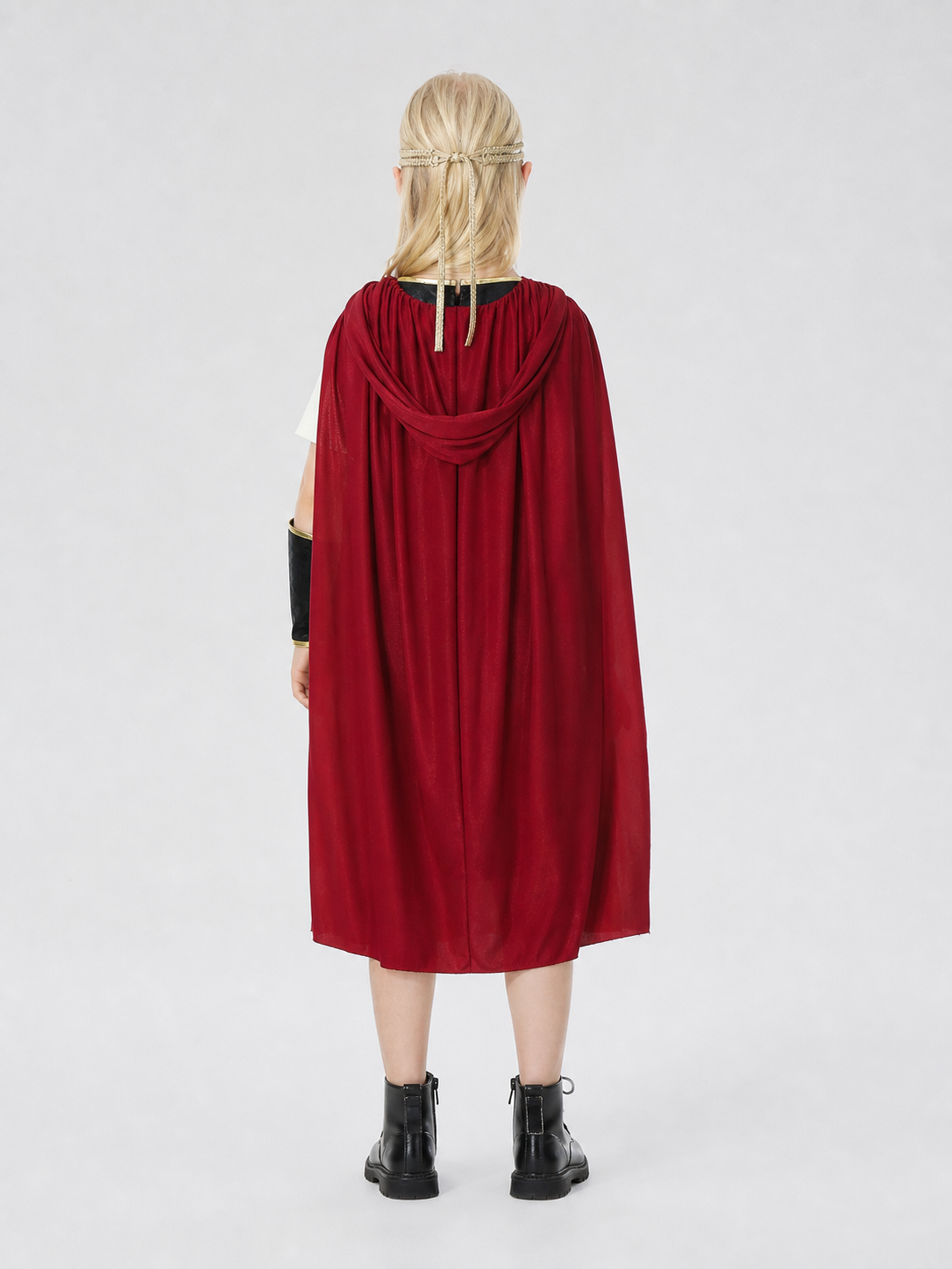 Retro-Style Dress with Red Cape