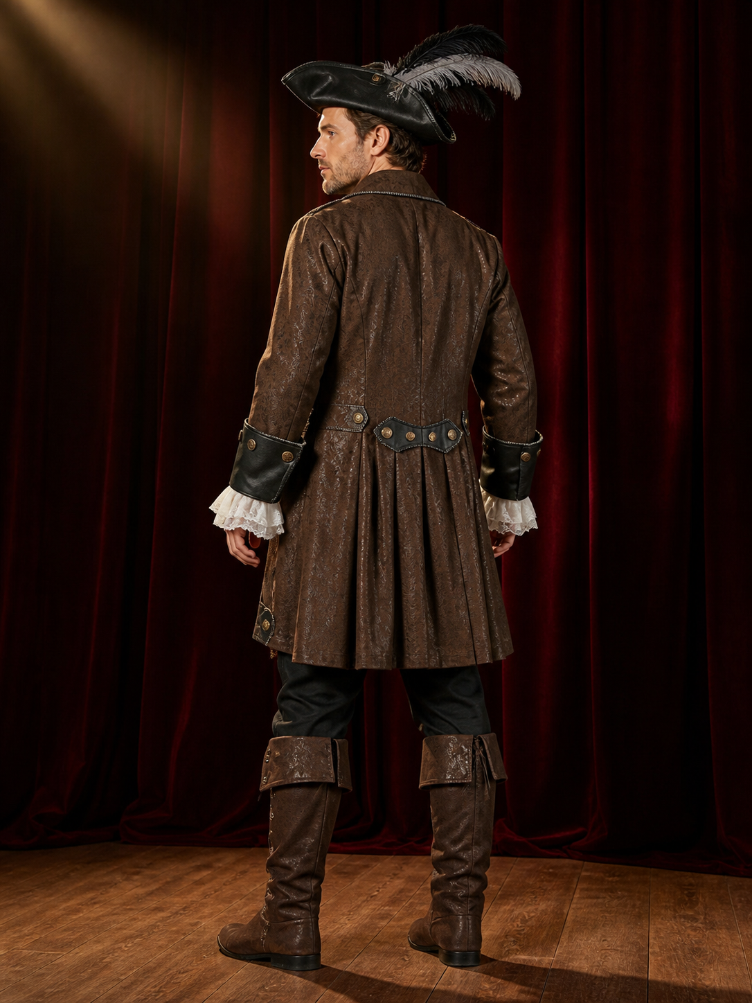 Captain Jack-Style Pirate Costume for Halloween Cosplay back view