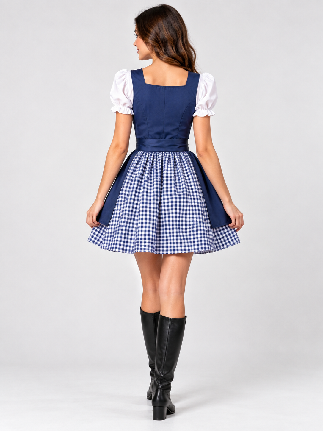 Dirndl-Style Dress with Apron and Check
