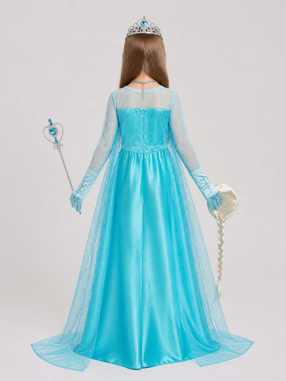 Children's Snow Queen Costume with Accessories back view