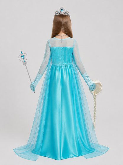 Children's Snow Queen Costume with Accessories back view