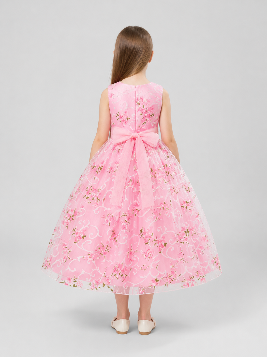 European Floral Print Tutu Dress for Weddings back view
