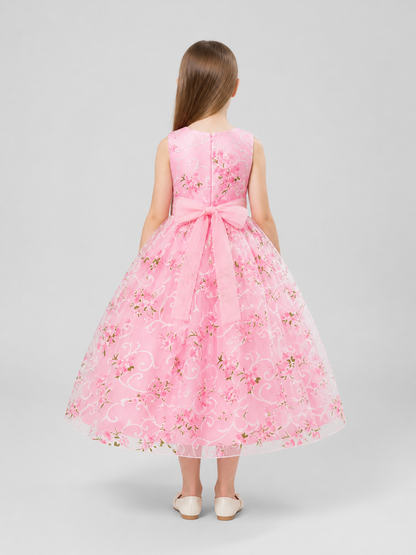 European Floral Print Tutu Dress for Weddings back view