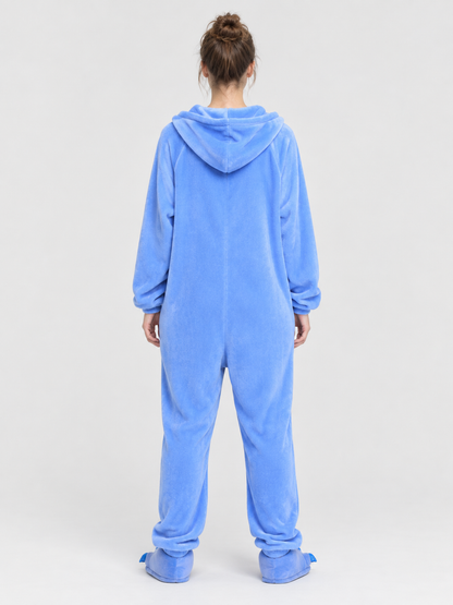 Blue Insulated Kigurumi Pajama with Hood and Zipper