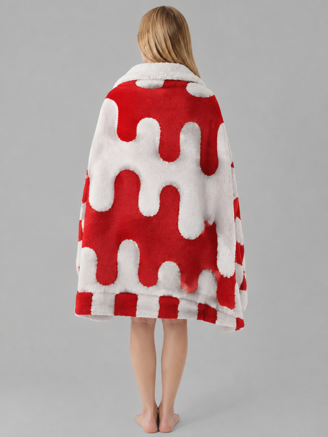 Reversible Red and White Pet Blanket back view