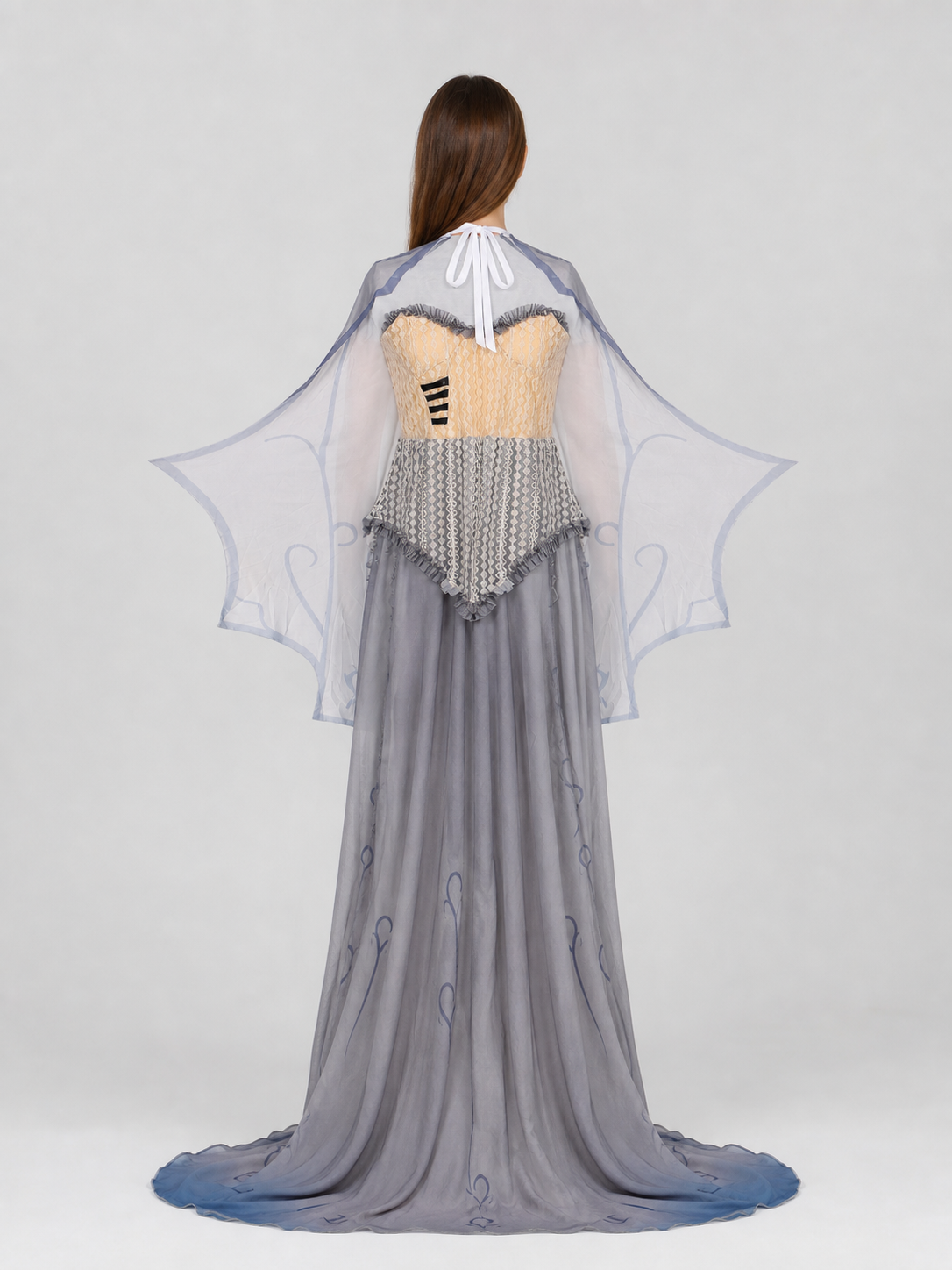 Gothic Vampire Costume with Corset and Cape back view
