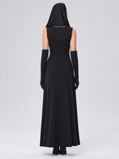 Gothic Long Dress Costume with a High Slit