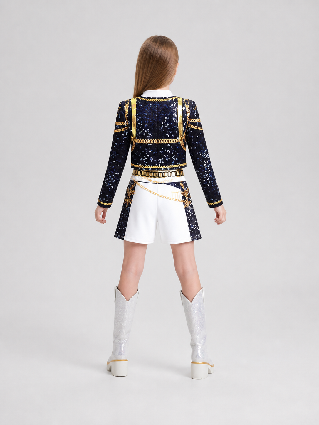 Stage Performance Costume, Top and Shorts, Sequins back view