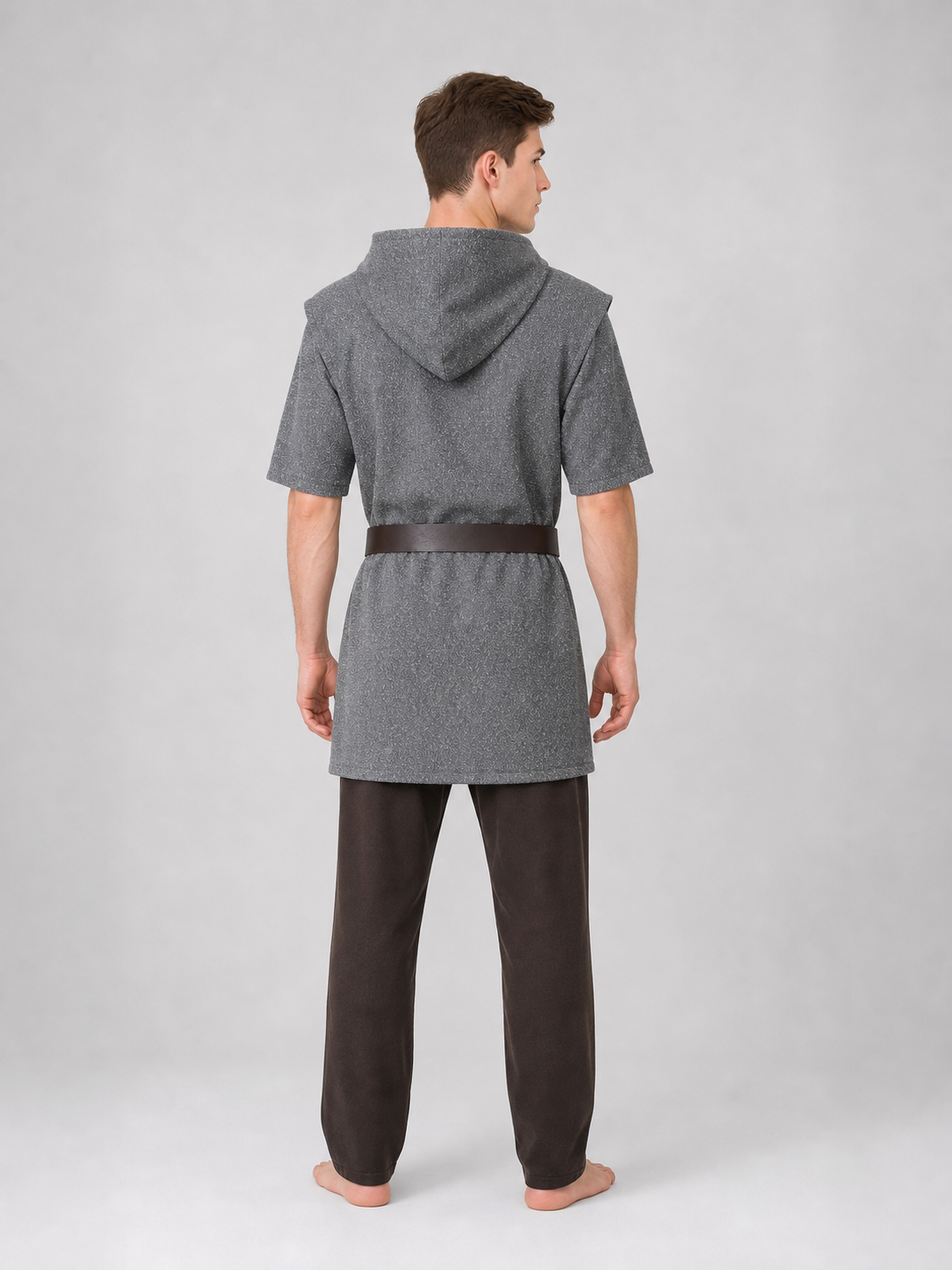 Silver Hooded Tunic Top with Wide Belt