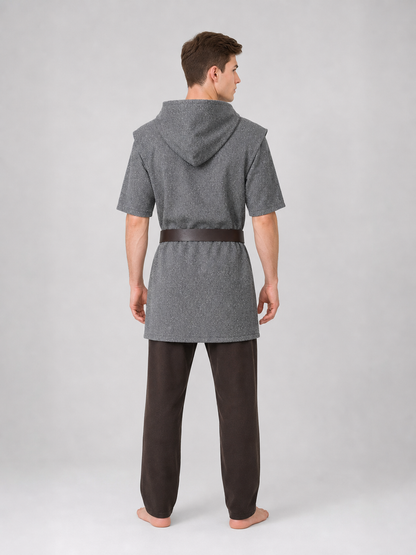 Silver Hooded Tunic Top with Wide Belt