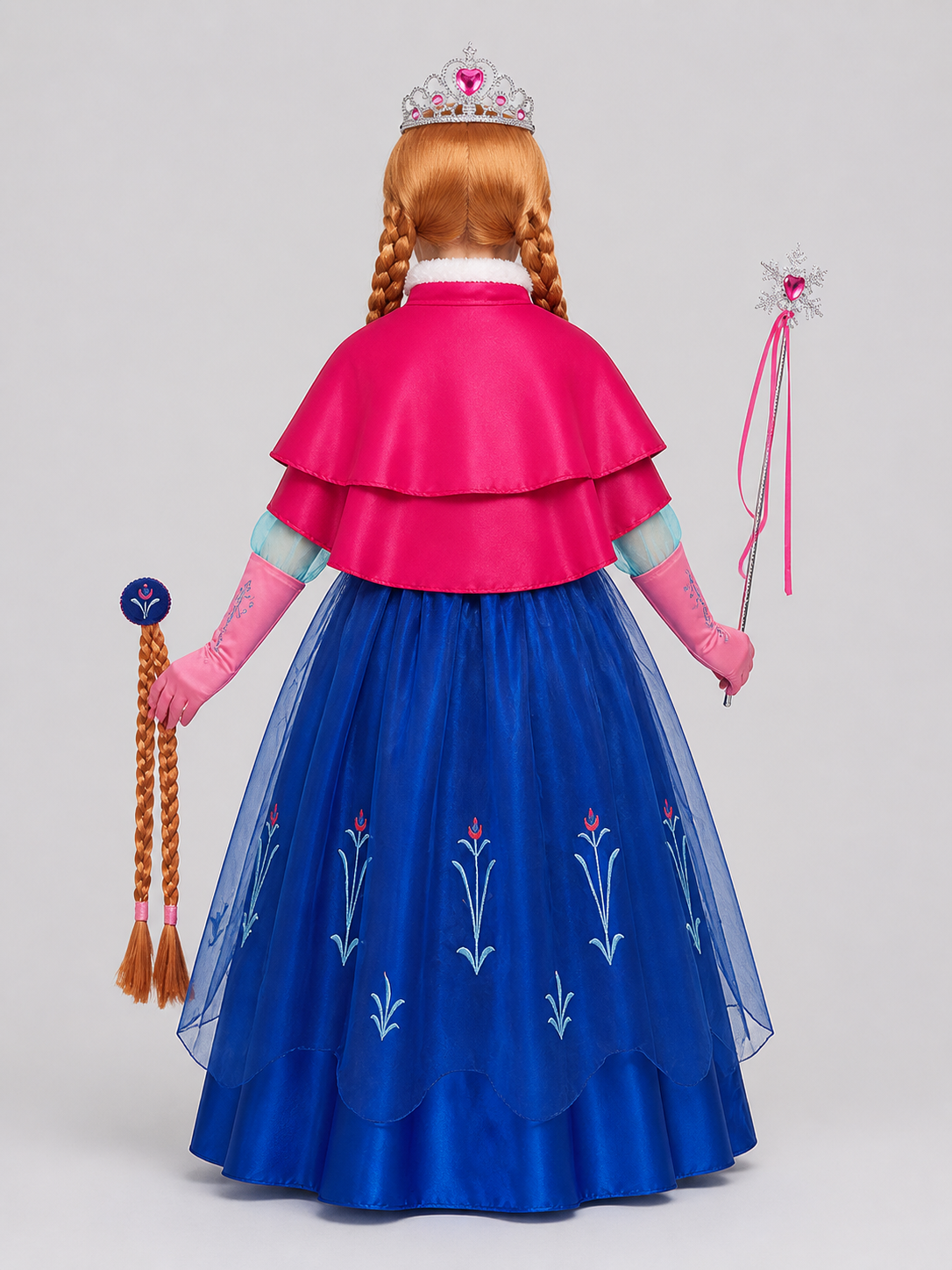 Children's Elsa Princess Costume with Cape and Crown back view