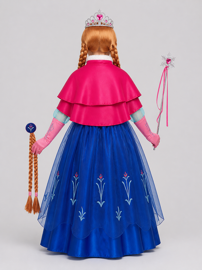 Children's Elsa Princess Costume with Cape and Crown back view
