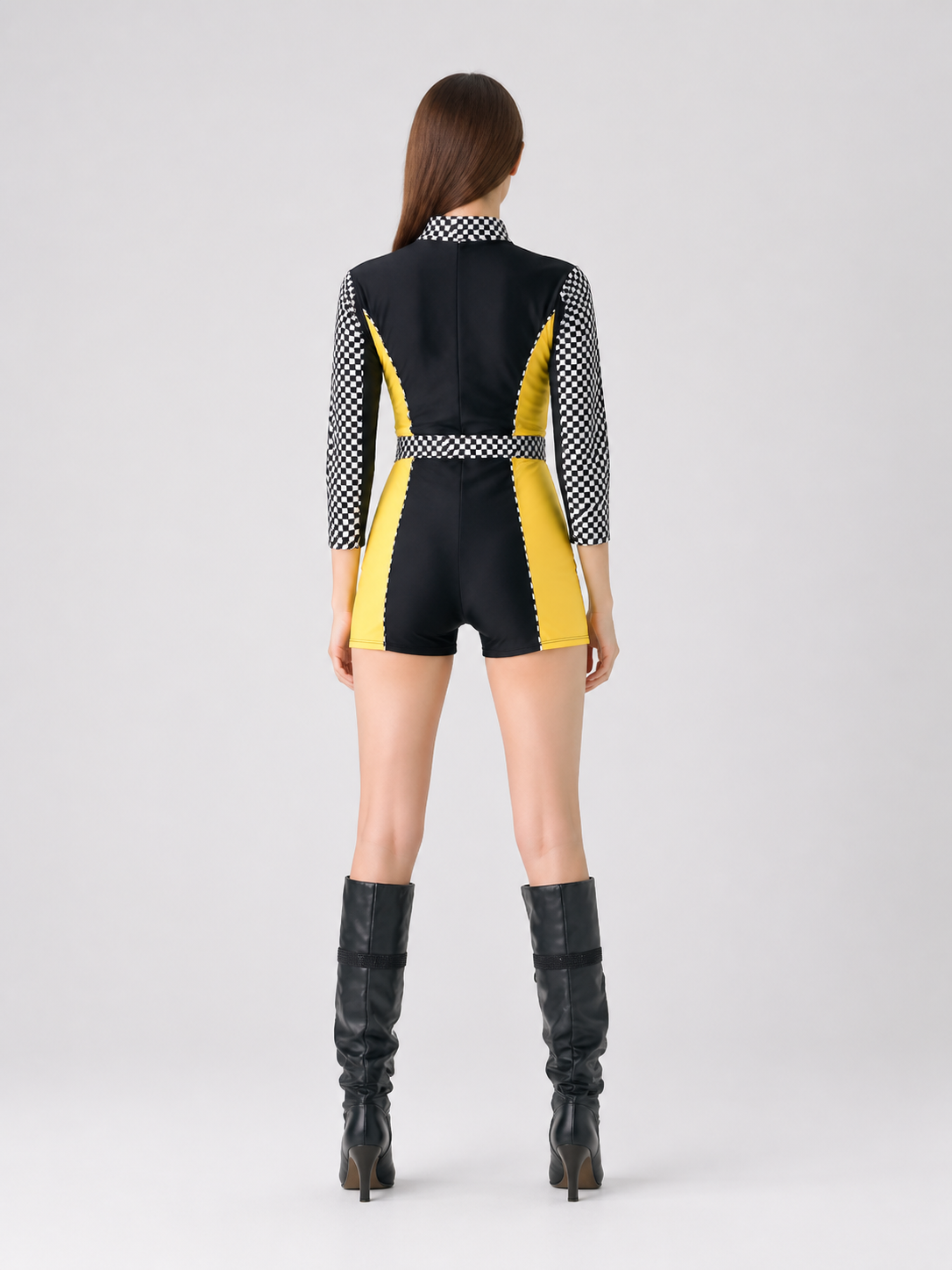 Long-Sleeve Racing-Style Romper back view