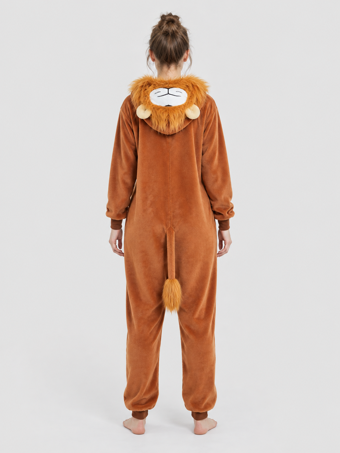 Flannel hooded pajama jumpsuit with mane and tail
