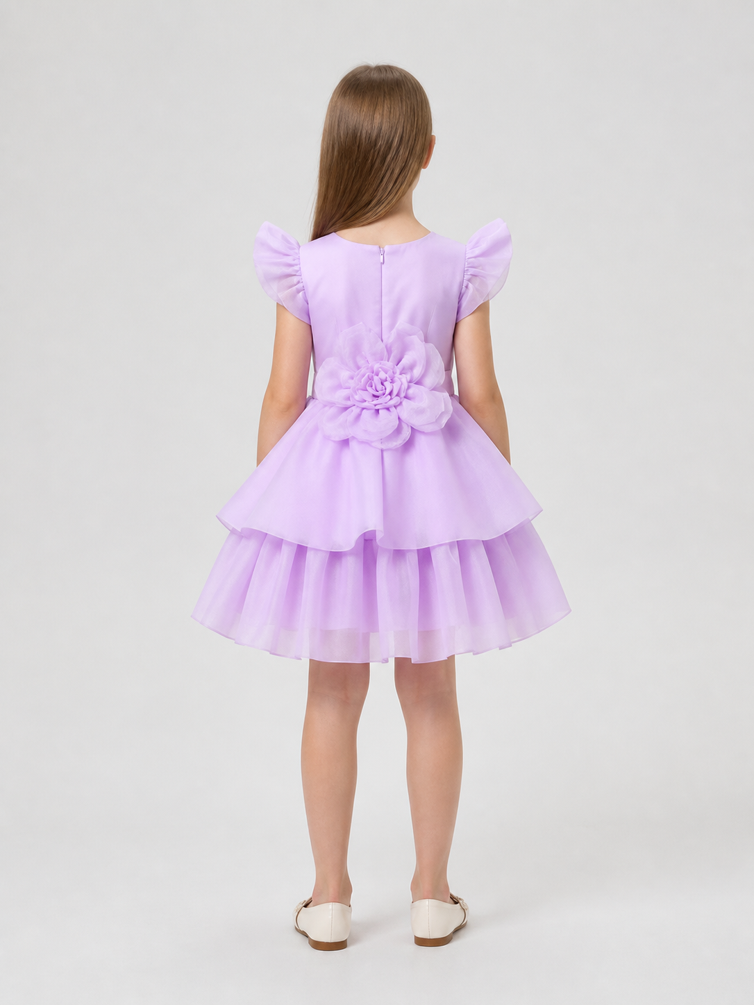 Festive Tulle Princess Dress with Bow back view