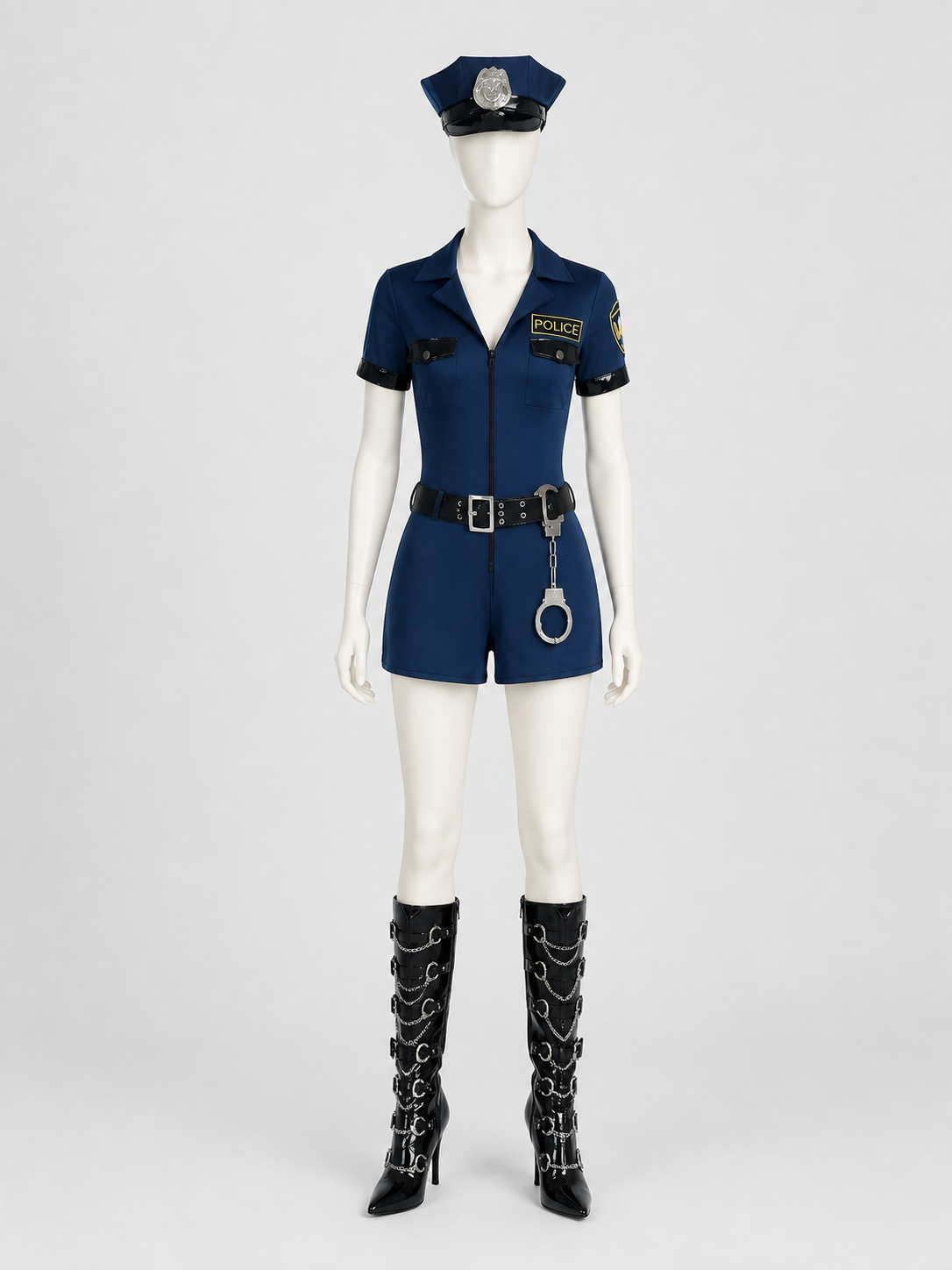 Halloween Police Costume with Accessories S-XXXL back view