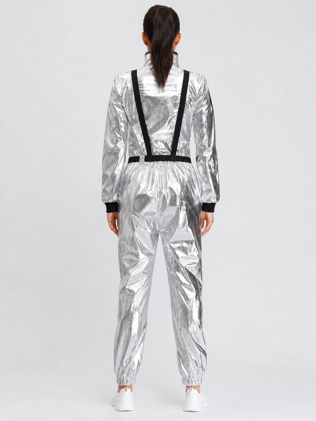 Silver Astronaut Costume with Pockets and Patches
