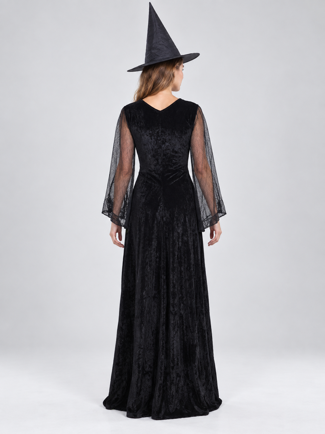 Witch Costume: Black Dress with Green Insert and Hat