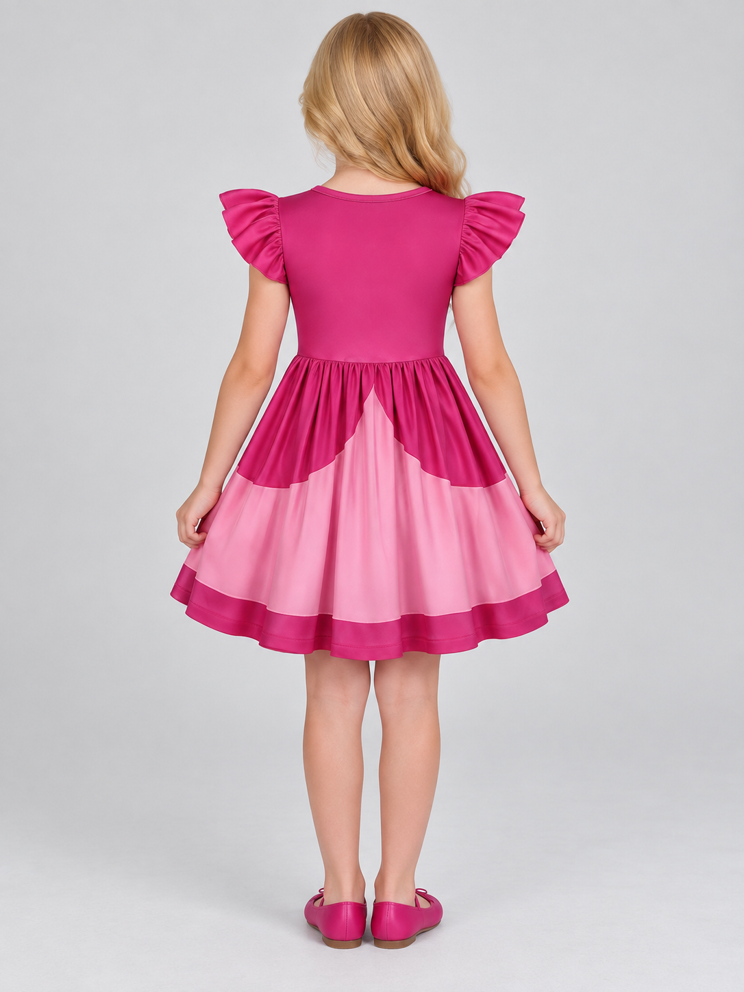 Kids' Costume Dress with Ruffled Sleeves and Emblem