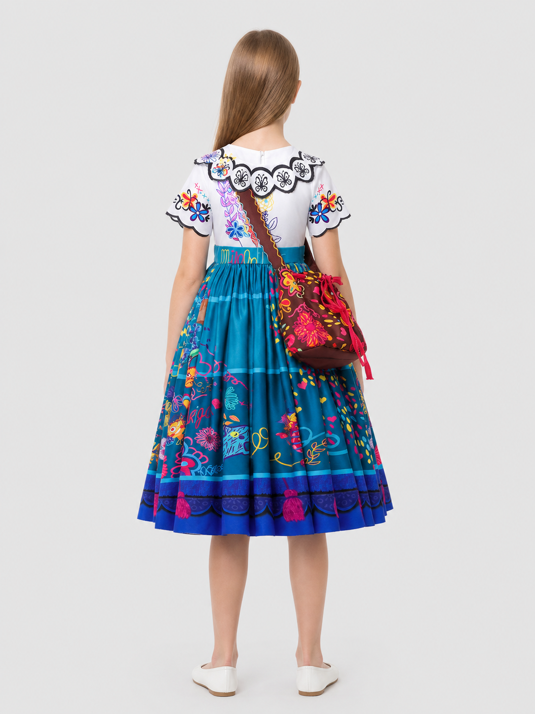 Children’s Carnival Dress with Handbag, Full Skirt back view