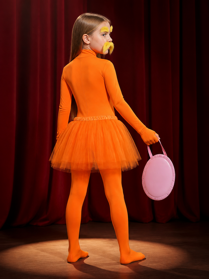 Orange Hooded Bodysuit Costume with Tutu - Halloween Cosplay Outfit Set back view
