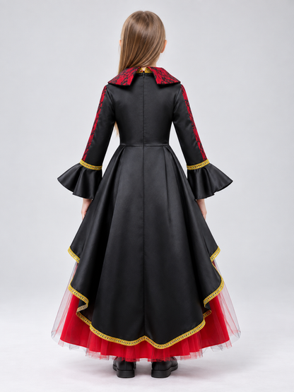Kids' black carnival dress with gold trim