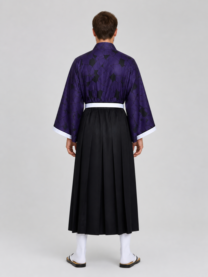 Kokushibo Cosplay Costume: Haori, Yukata, Kimono back view