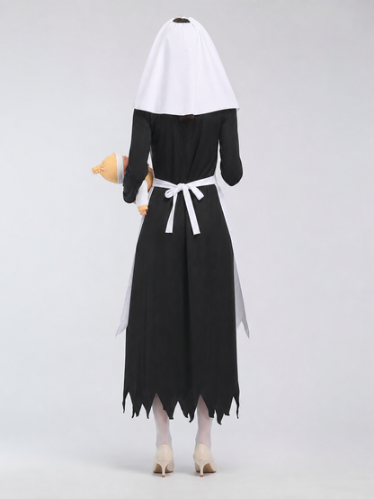 Halloween Costume: Black-and-White Robe with Bloody Pattern