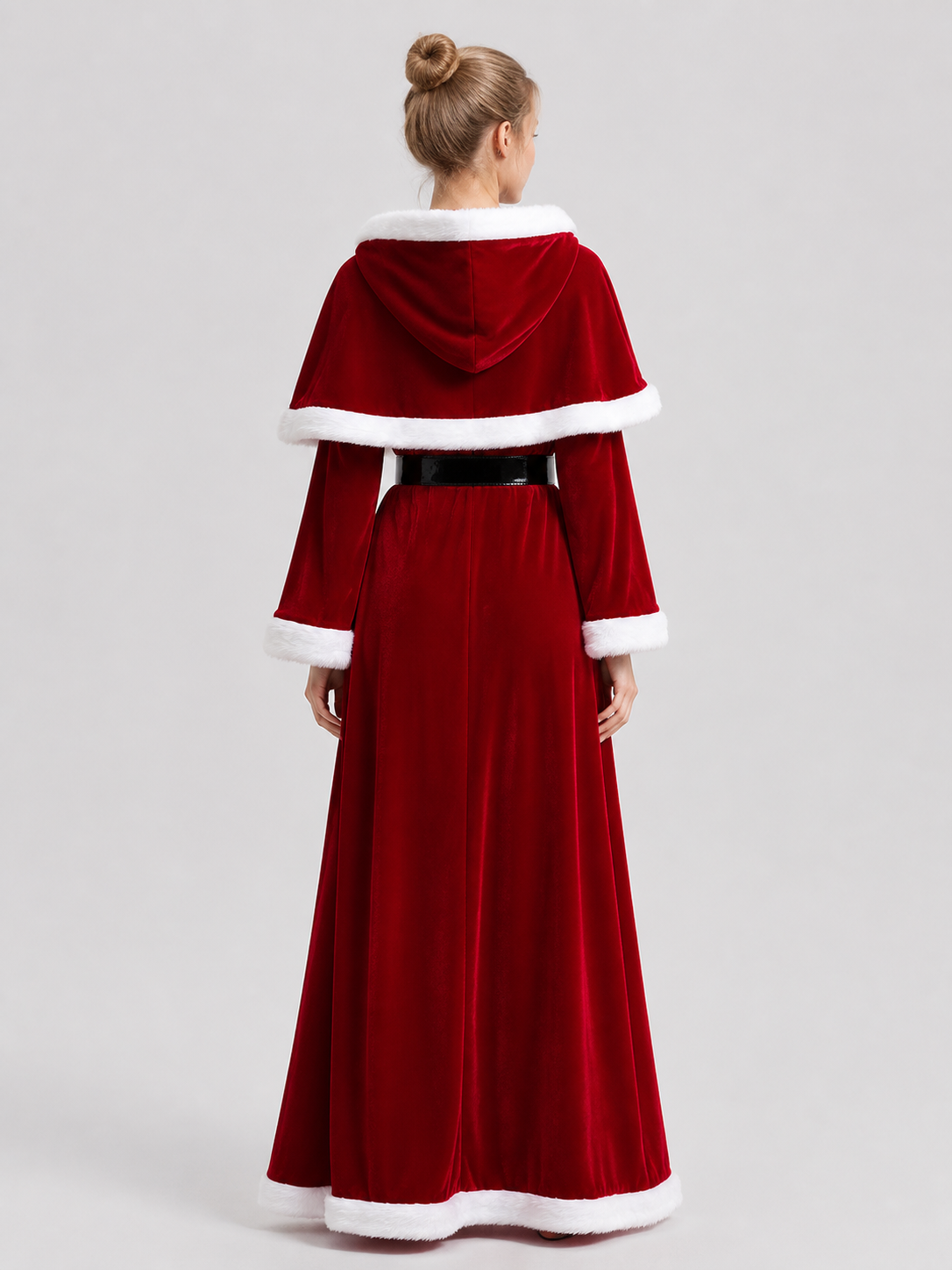 Long Hooded Christmas Costume Dress back view