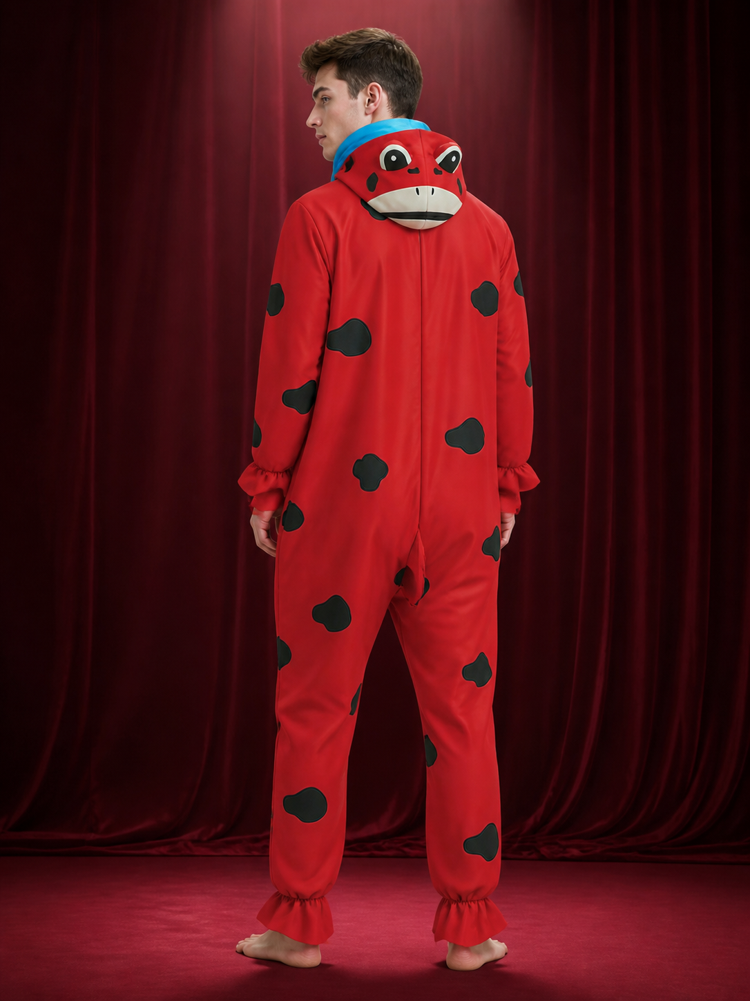 Funny Animal Inflatable Jumpsuit Costume with Blue Scarf - Halloween Performance back view