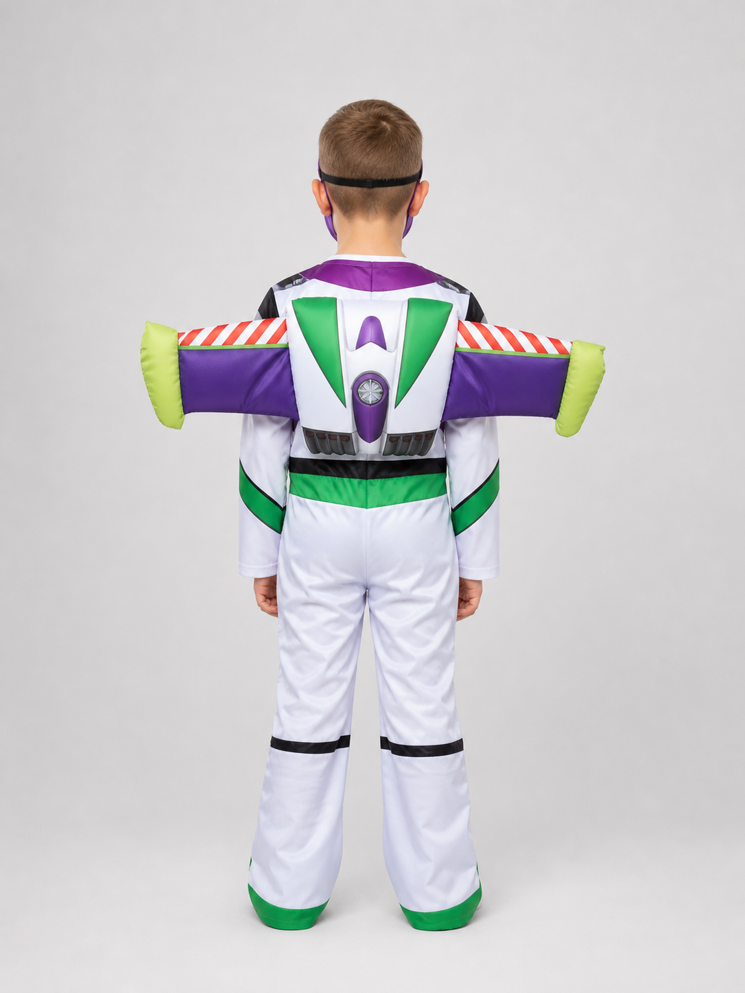 Buzz Lightyear Costume: Jumpsuit, Mask, and Wings back view