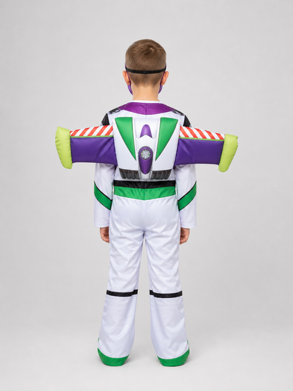 Buzz Lightyear Costume: Jumpsuit, Mask, and Wings back view