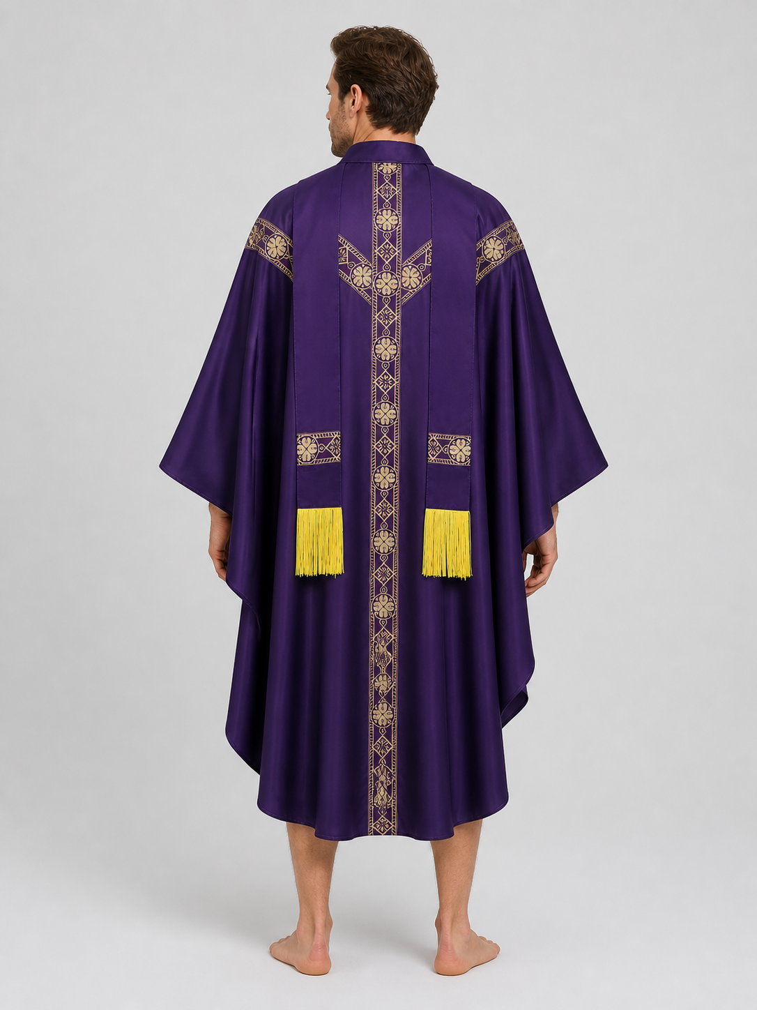 Purple Ritual Robe with Gold Ornament back view