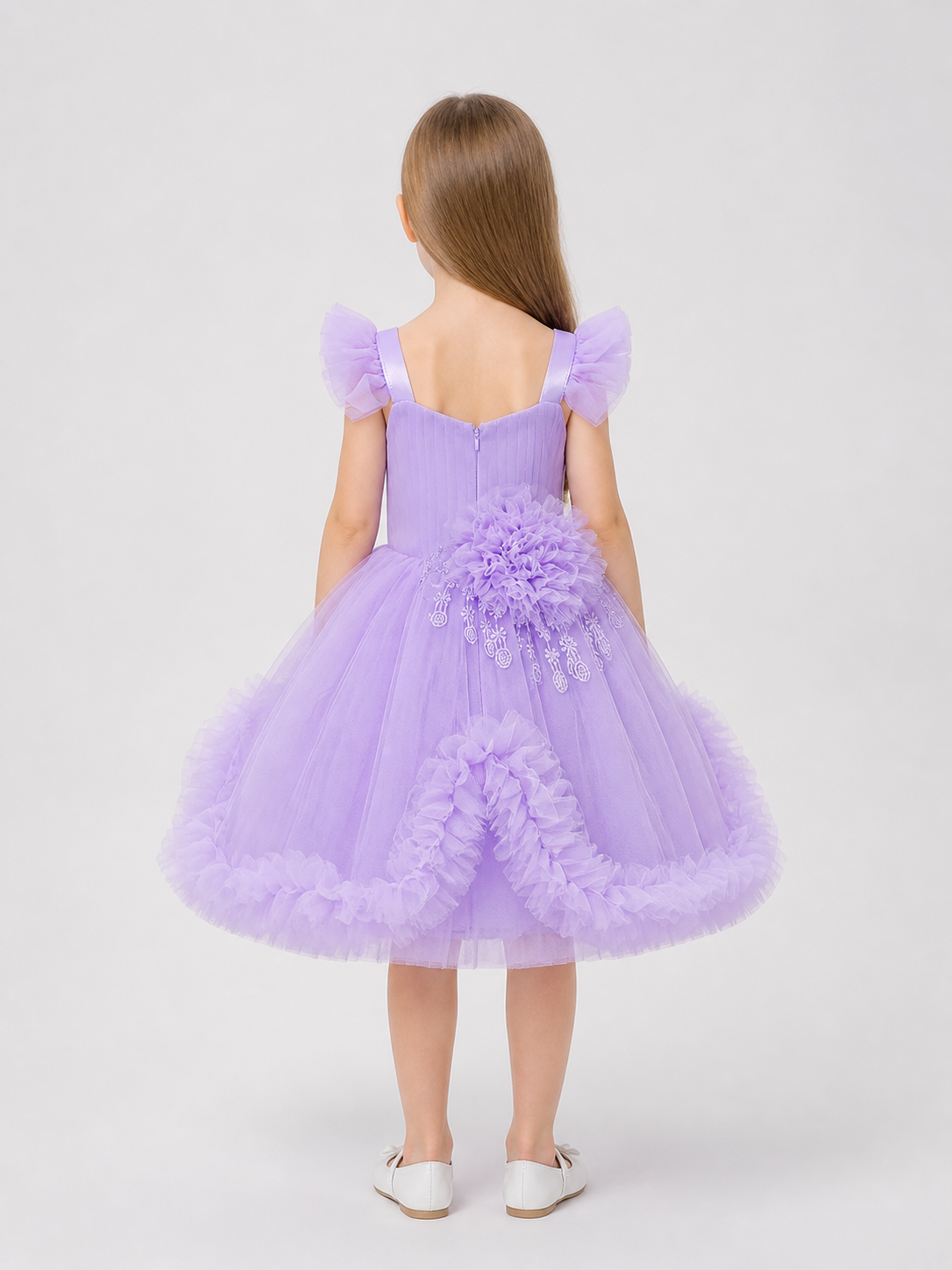 Girls' Dressy Tulle Princess Dress back view
