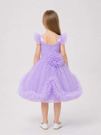 Girls' Dressy Tulle Princess Dress back view