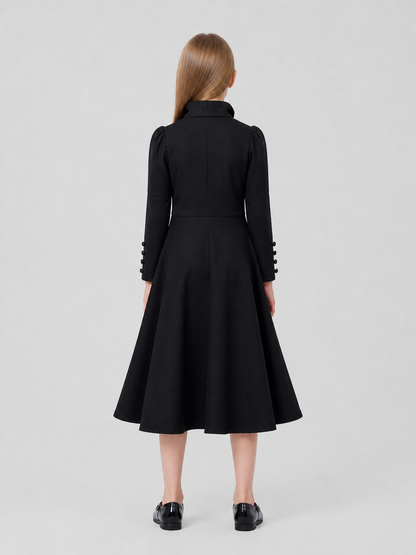 Black Elphaba Cosplay Dress, Long Sleeves, Buttons back view