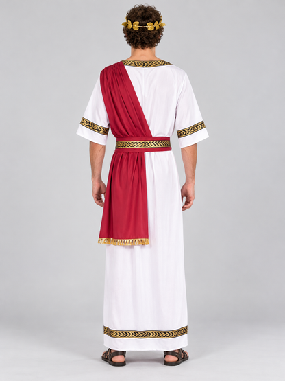 Ancient-Style Costume with Red Drapery back view
