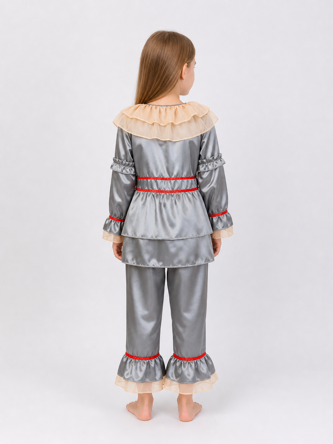 Clown Costume with Ruffles and Red Trim
