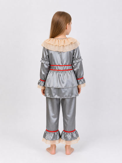 Clown Costume with Ruffles and Red Trim