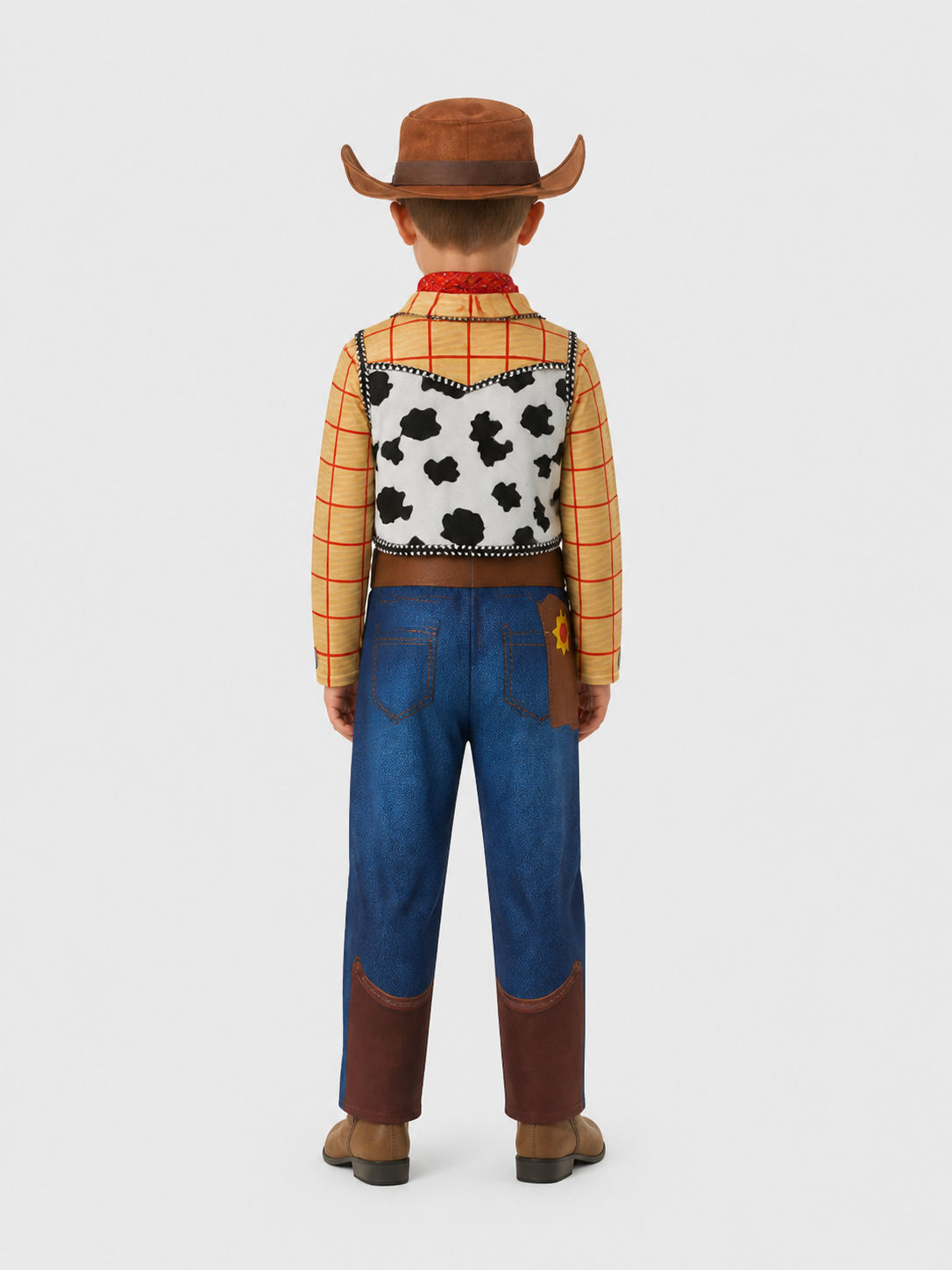 Woody Children's One-Piece Costume with Hat and Scarf back view