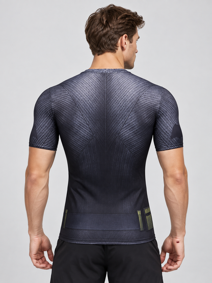 Men's Short-Sleeve Athletic T-Shirt with Musculature Print