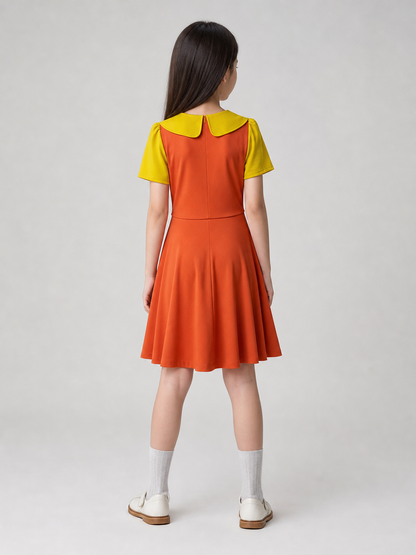 Children’s Carnival Dress with Bright Color-Block Design