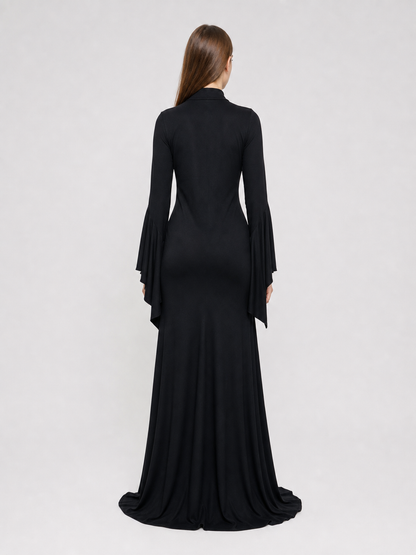 Black Gothic Floor-Length Evening Dress