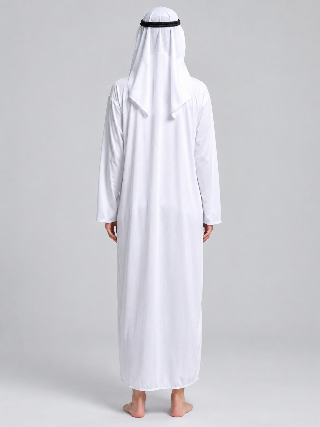 White Arabian-Style Costume with Headpiece back view