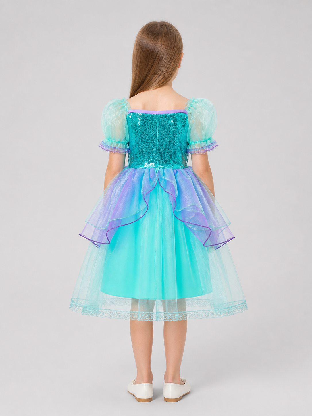 Girls' Princess Dress with Sequins and Mesh Skirt