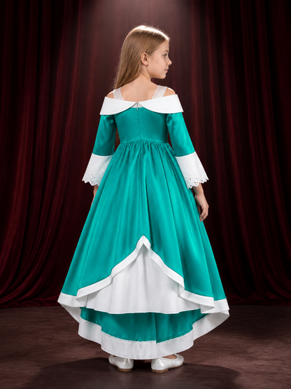 Girls Rosalina Princess Cosplay Dress with Silver Star and High-Low Hem back view
