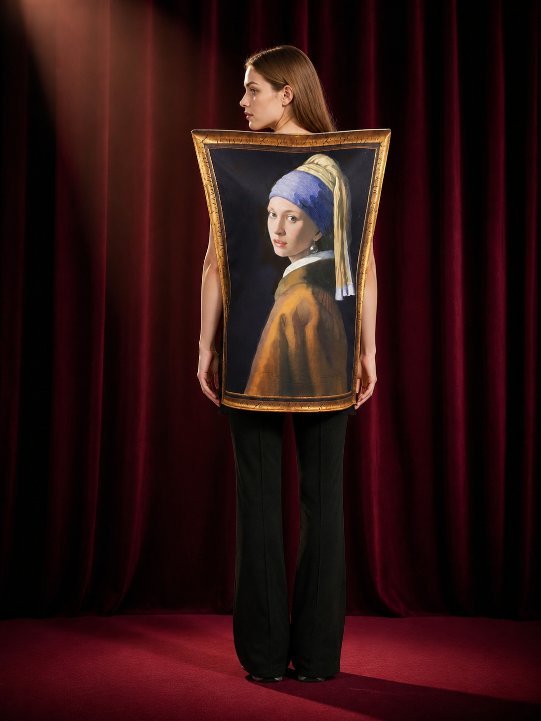 Mona Lisa Costume Jumpsuit, Vintage Renaissance Halloween Outfit back view