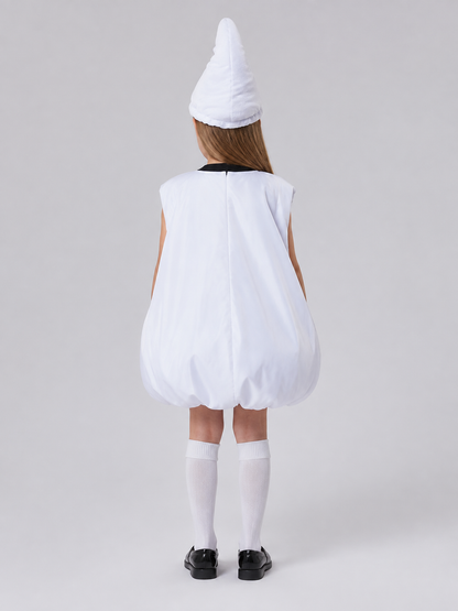 Children's ghost costume with headwear back view