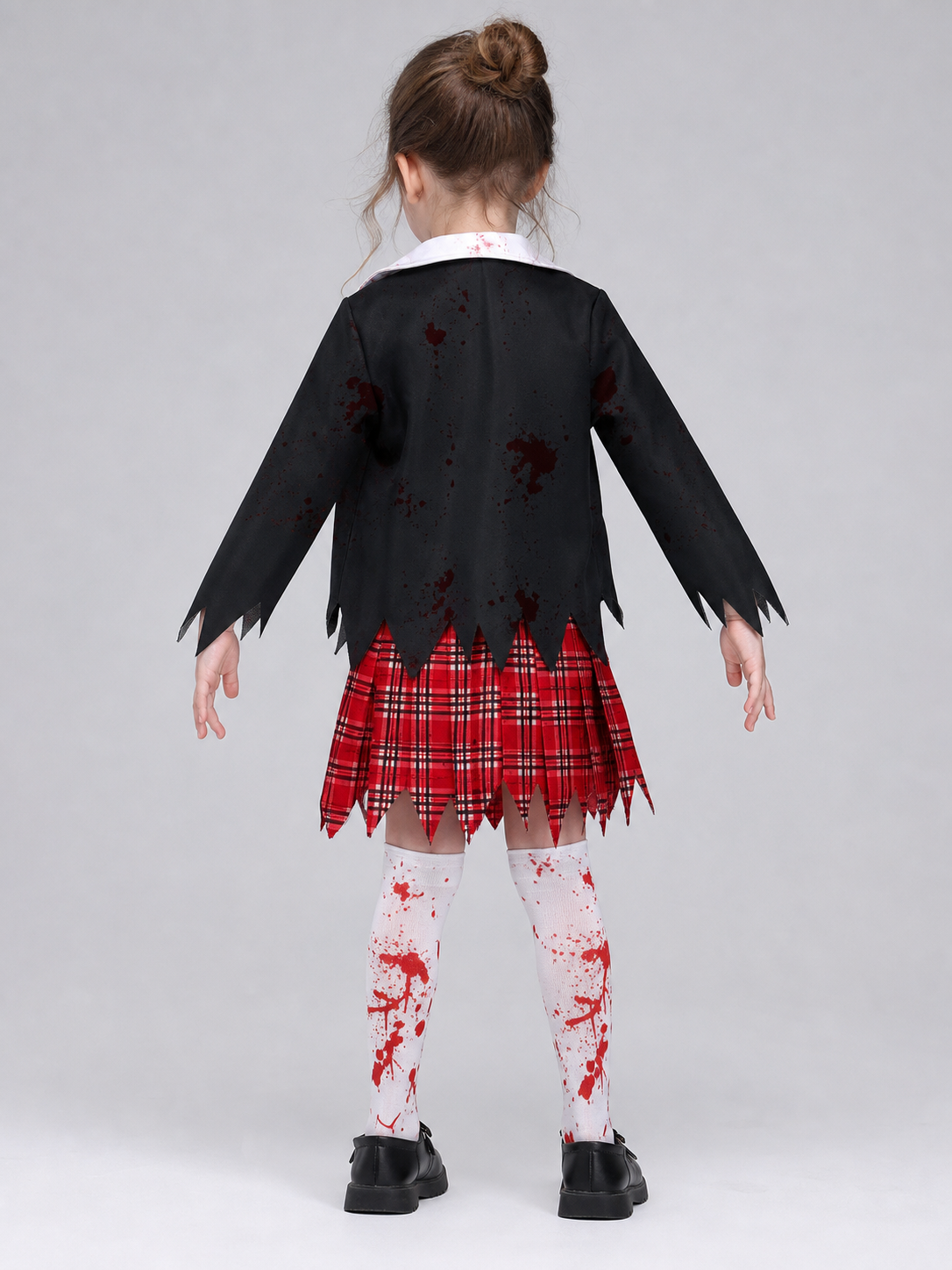Zombie Costume in School Uniform Style with Bloody Print