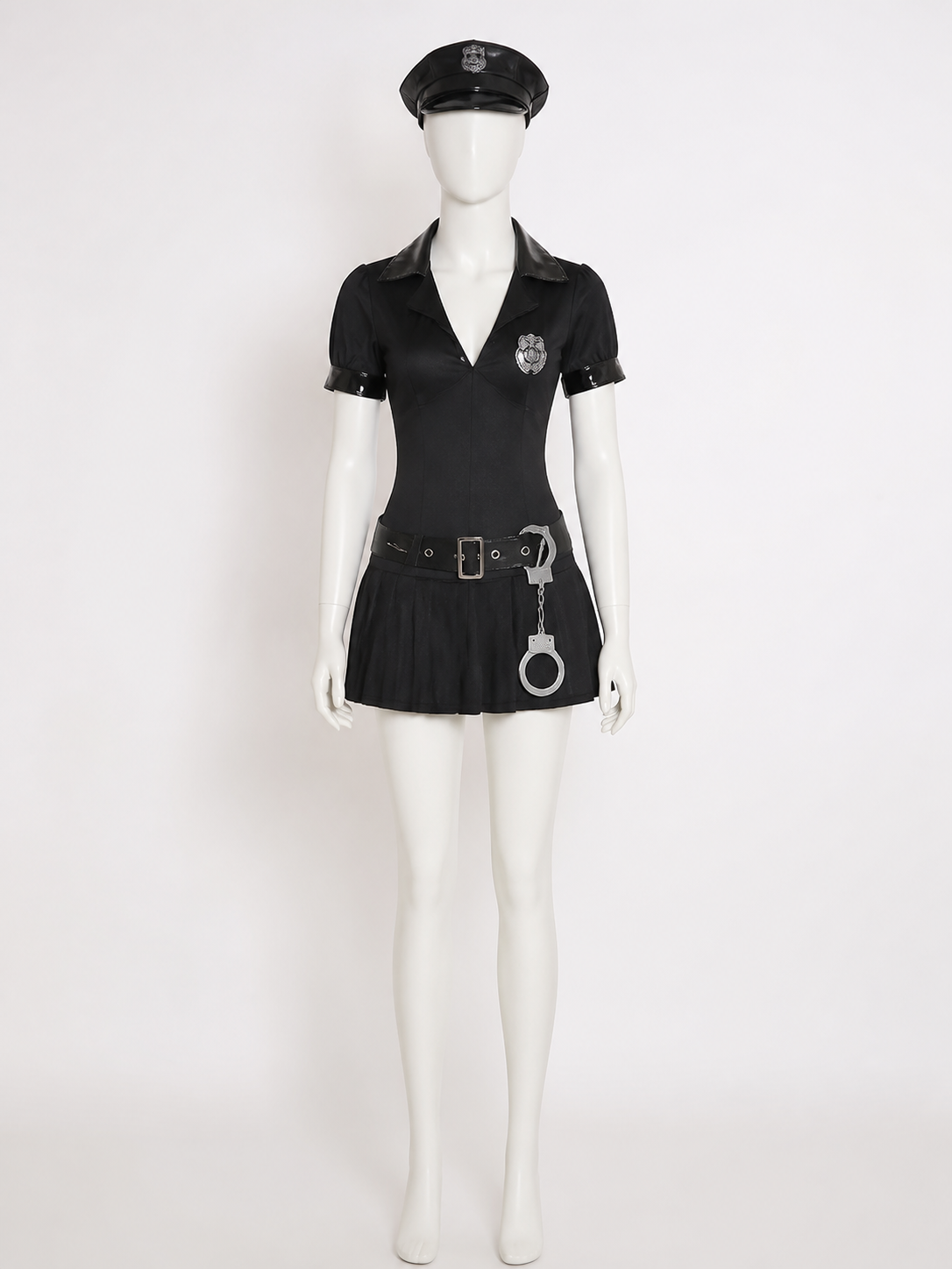 Women's Black Police Costume Dress, Halloween Cosplay Uniform Outfit back view